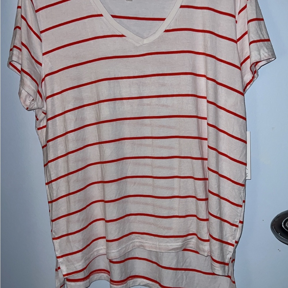 Lauren Conrad Courure Red & White Striped Tshirt Sz XL NWT ❤️💙